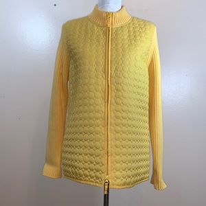 Peter Martin Ribbed and Quilted Yellow Zipper Sweater/Jacket 🥳Host Pick🎉